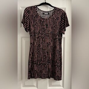 Reformation Black and Brown Striped Short Sleeve Top
